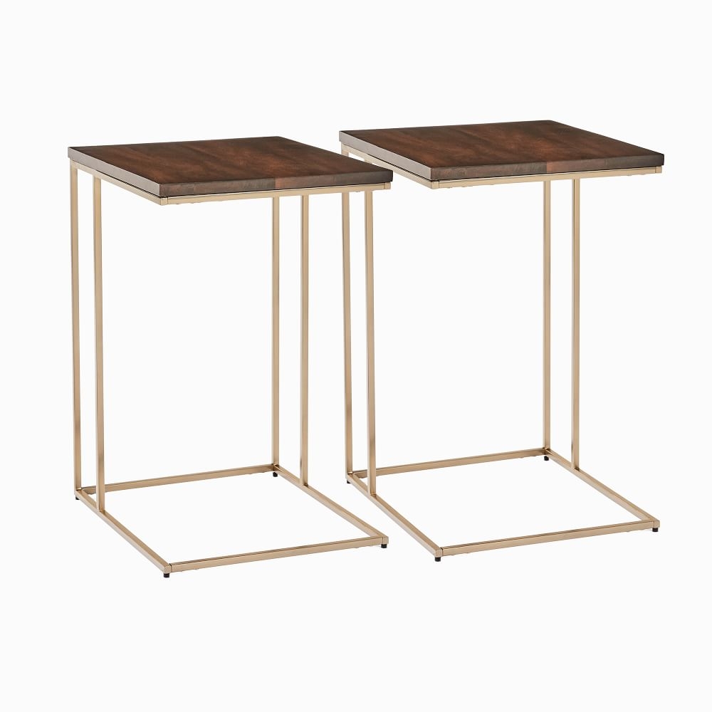 Streamline C-Side Table, Dark Walnut, Light Bronze, Set of 2 - Image 0