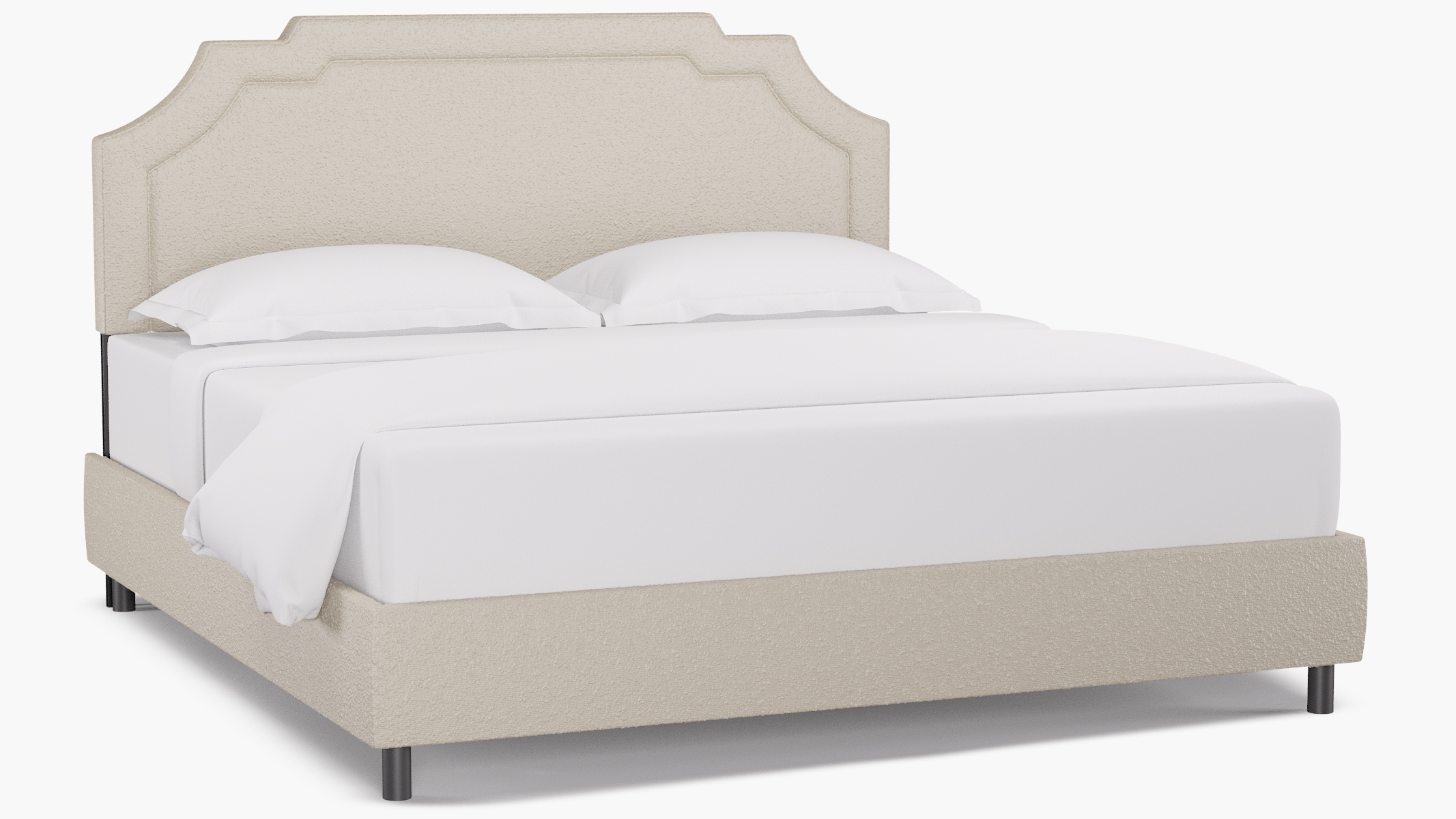 Art Deco Bed, Snow Boucle, King - Image 1