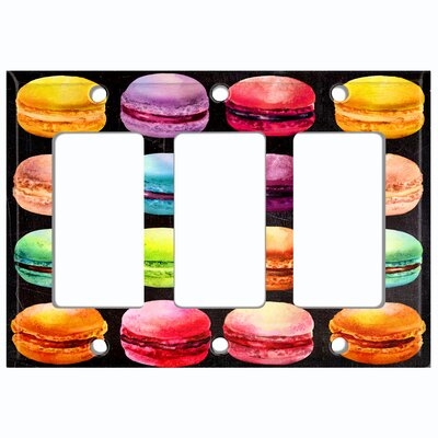 Metal Light Switch Plate Outlet Cover (Colorful Macaron Treat Black  - Triple Rocker) - Image 0