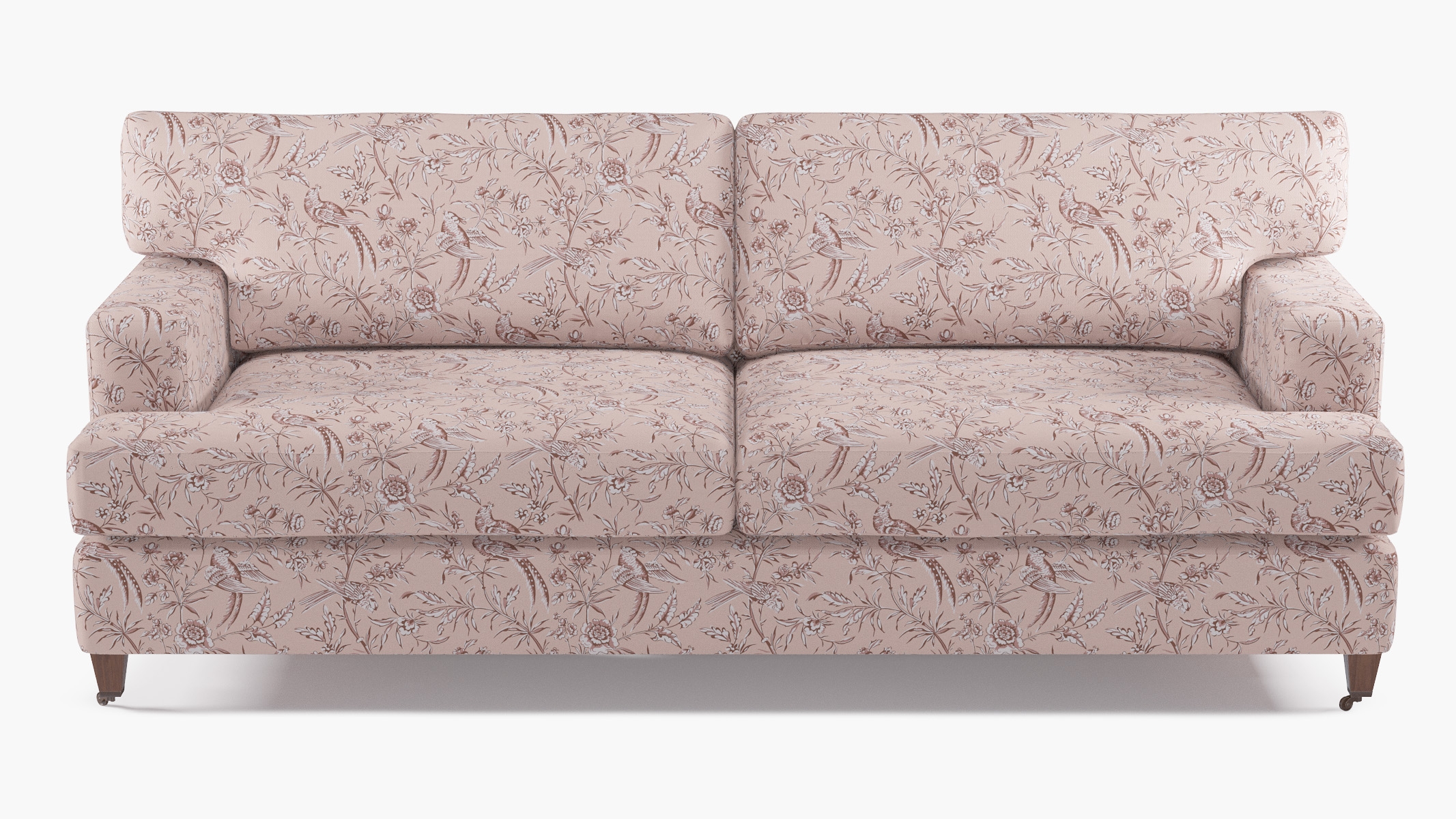Classic Sofa, Blush Aviary, Walnut with Antique Brass Caster - Image 0