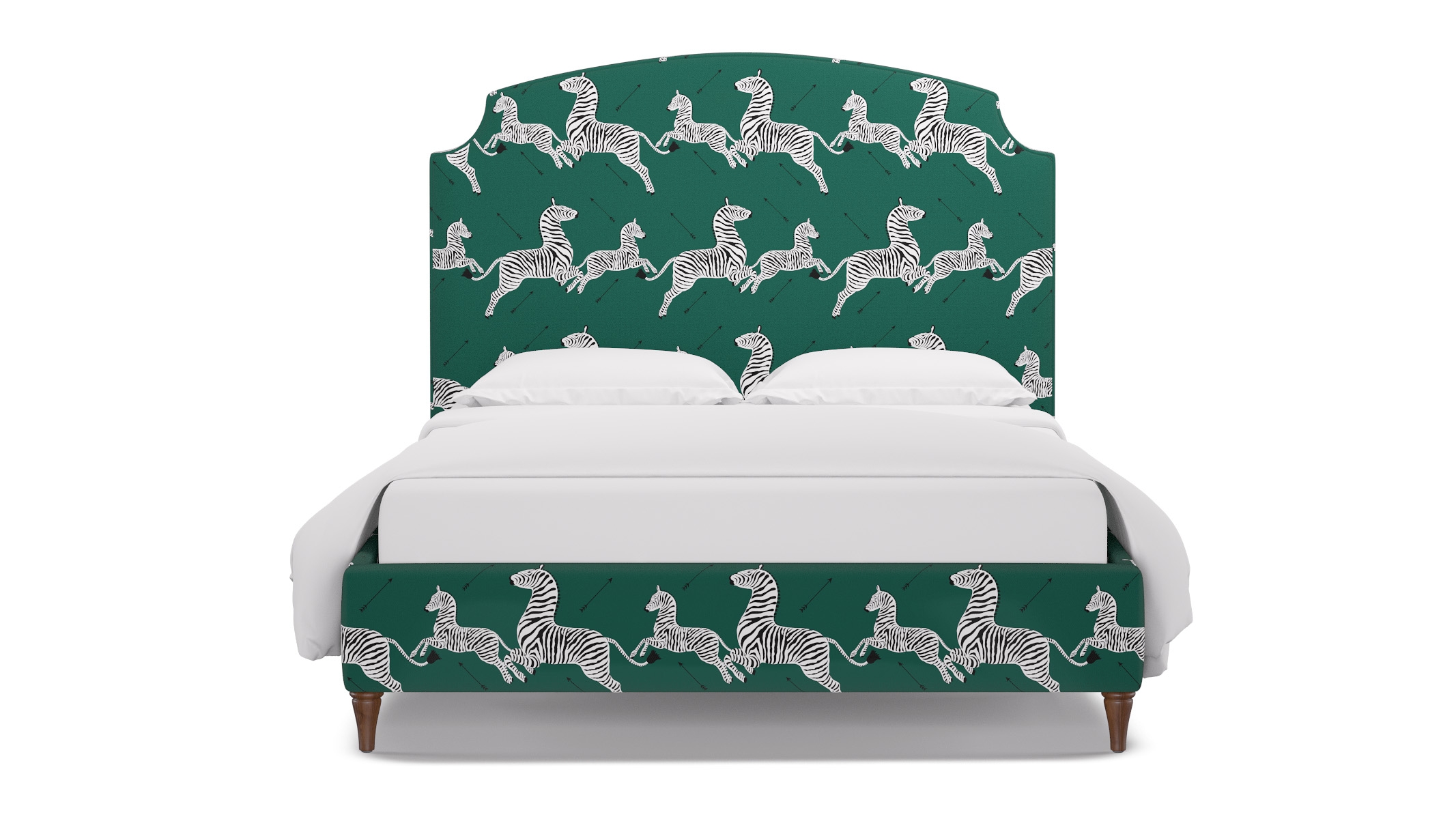 Cove Bed, Emerald Zebra, Walnut Decorative Tapered Leg, Twin - Image 0