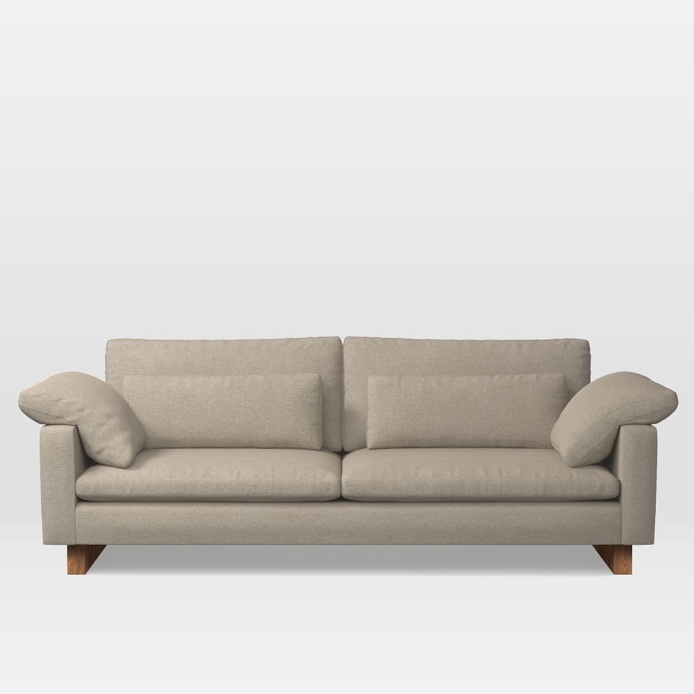 Harmony XL 92" Multi-Seat Sofa, Distressed Velvet, Dune, Dark Walnut - Image 0