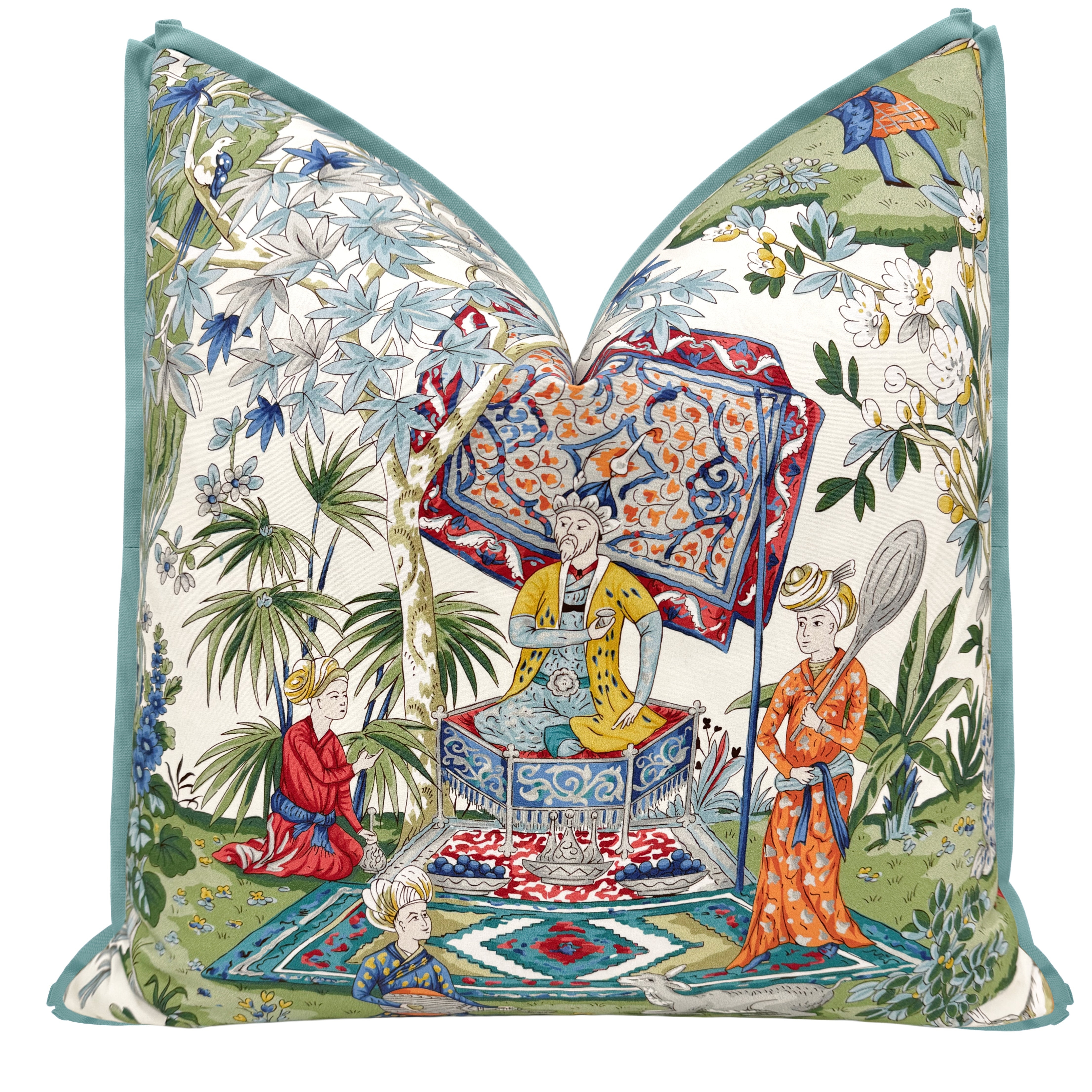 LODI GARDEN PRINT // IVORY | BRUNSCHWIG & FILS - SAMPLE 4" X 4" / BUTTERFLY FLANGE / Spa Blue - Image 1