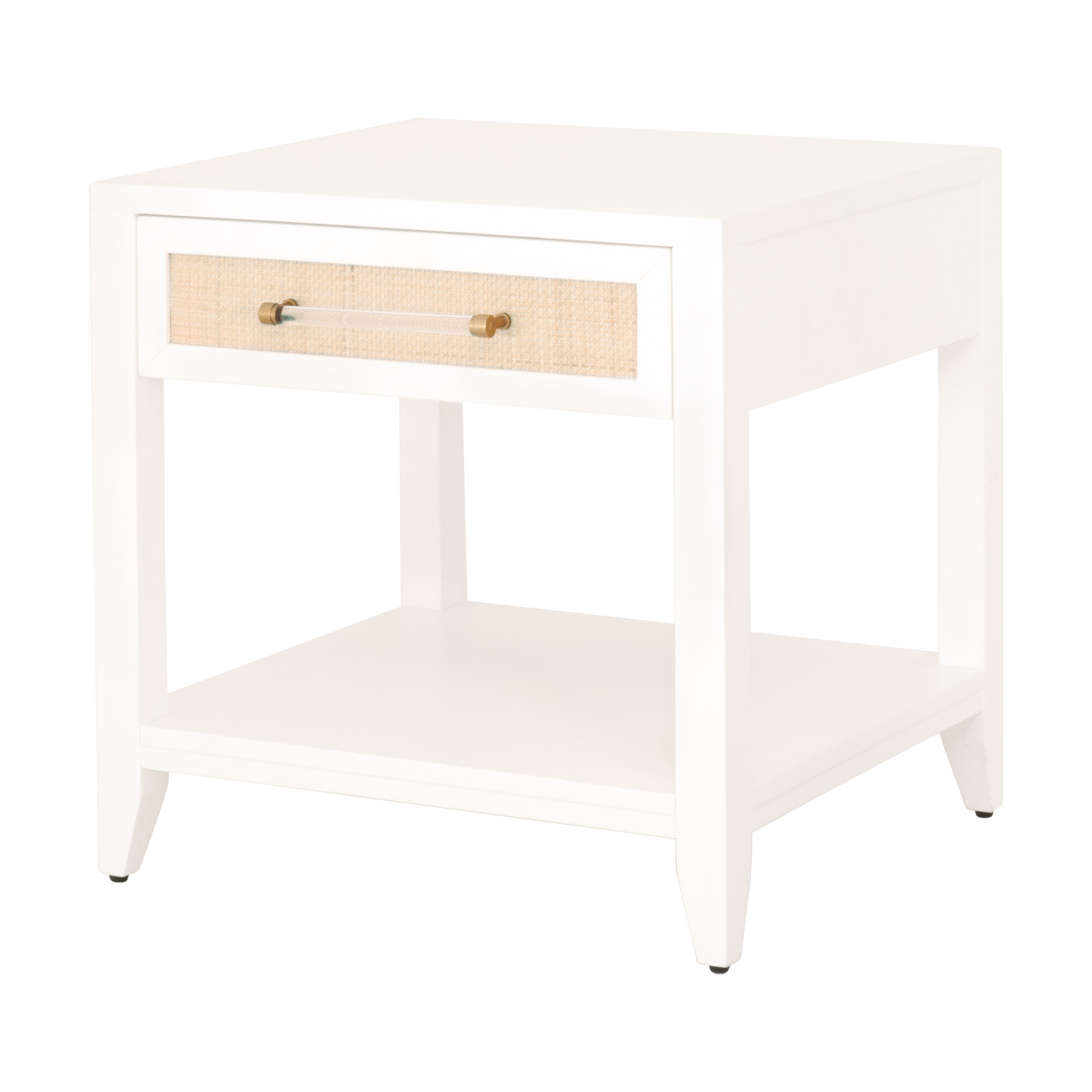 Holland Rattan End Table, White - Image 1