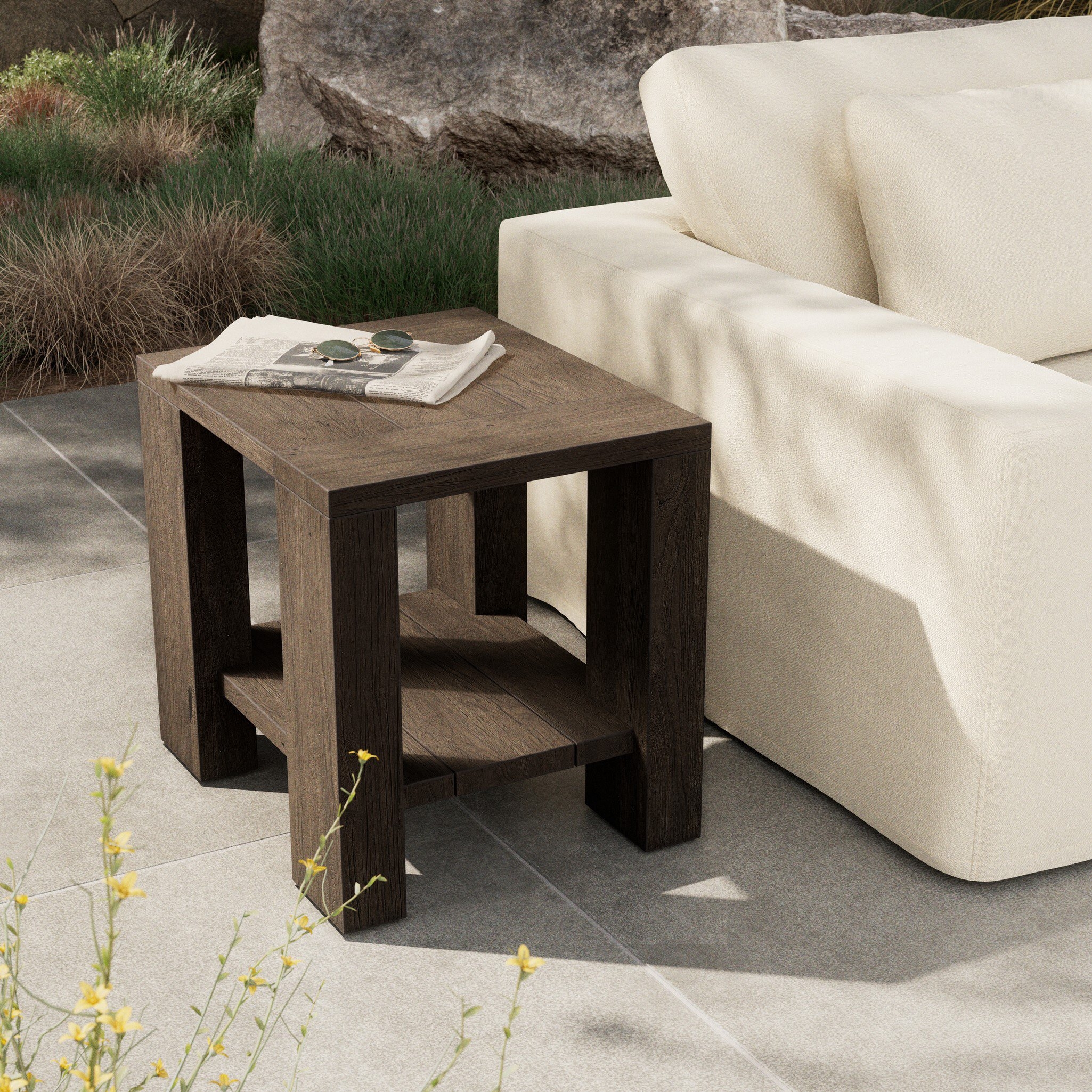 Roca Outdoor End Table - Stained Heritage Brown-FSC - Image 3