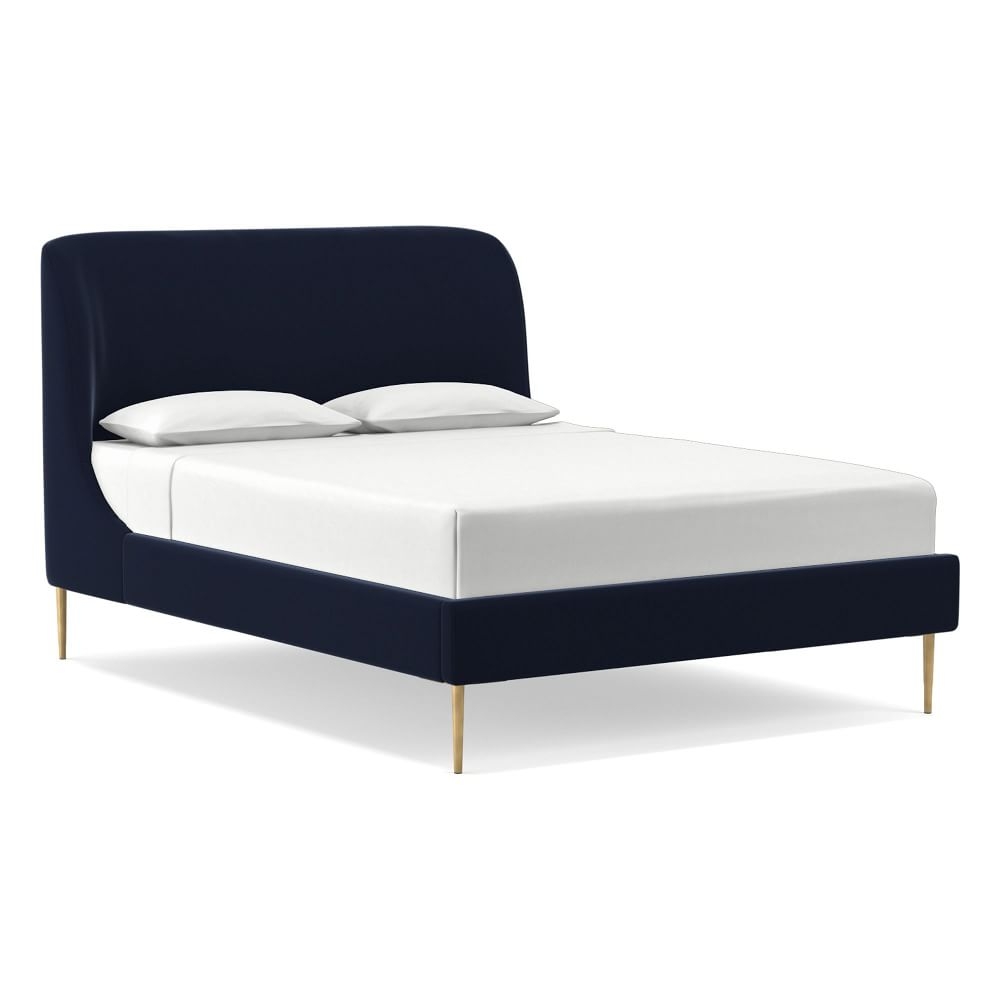 Lana Upholstered Bed, Full, Distressed Velvet, Ink Blue - Image 0
