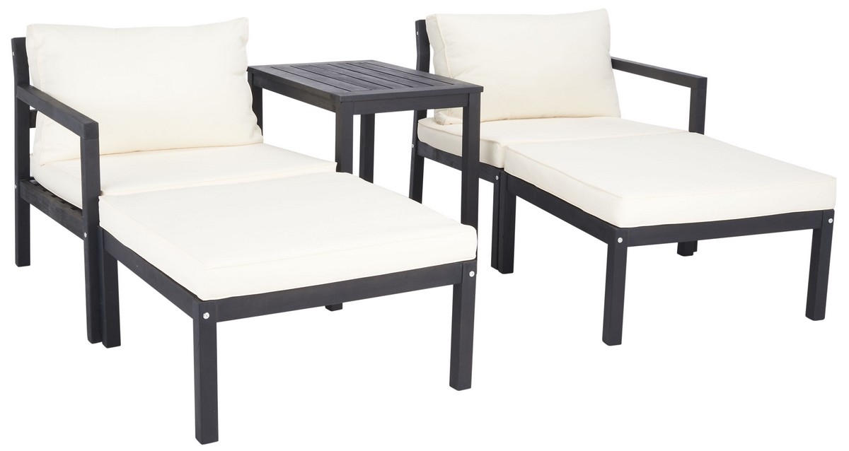 Pratia 5 Pc Outdoor Set - Dark Slate Gray/Beige - Safavieh - Image 5