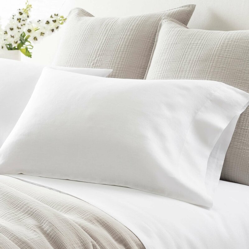 Pine Cone Hill Lush Linen Pillowcase Color: White, Size: Standard - Image 0