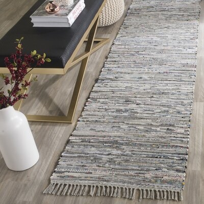 Nerys Abstract Hand-Knotted Cotton Gray Area Rug - Image 0