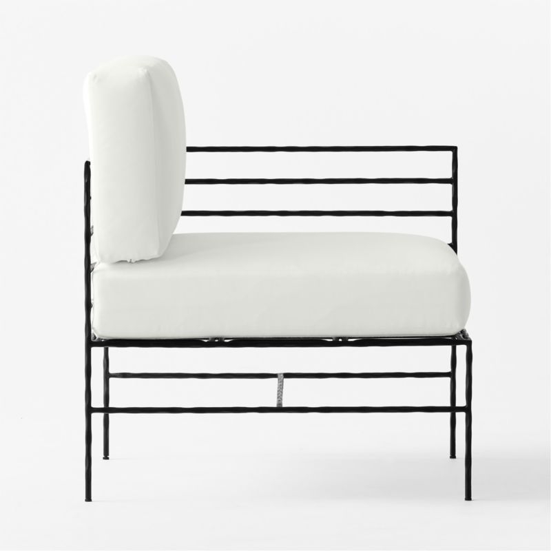 Marteau Black Metal Outdoor Right Chair with White Sunbrella® Cushions - Image 3