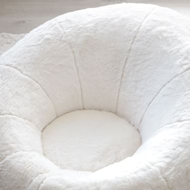 Polar Bear Faux Fur Groovy Swivel Chair, Ivory/White - Image 1
