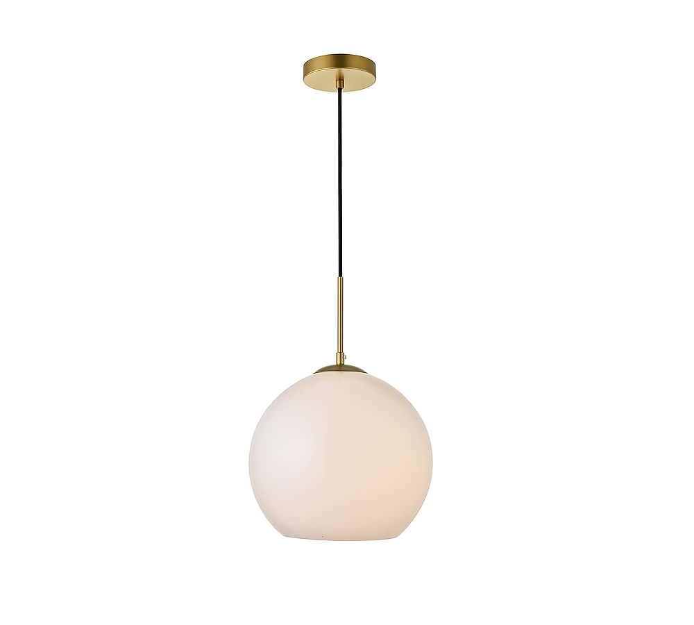 Makenna Glass Globe Pendant, 12", Brass with Frosted White Glass - Image 0