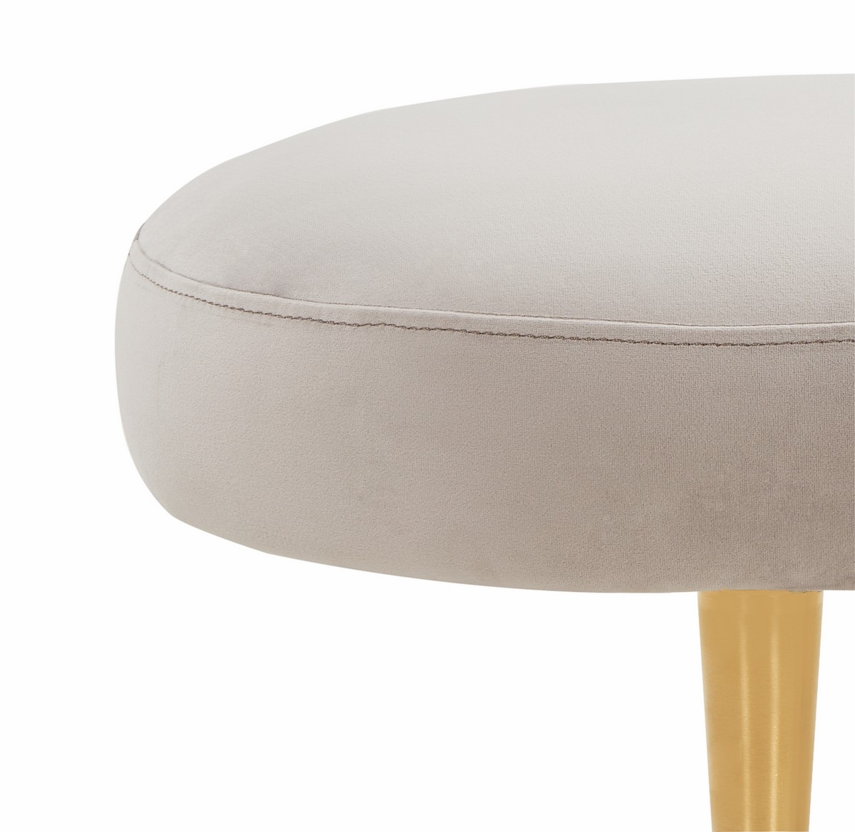 Corinne Velvet Oval Bench - Pale Taupe - Image 2