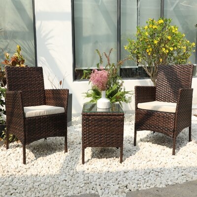 3 Piece Rattan Seating Set With Cushions - Image 0
