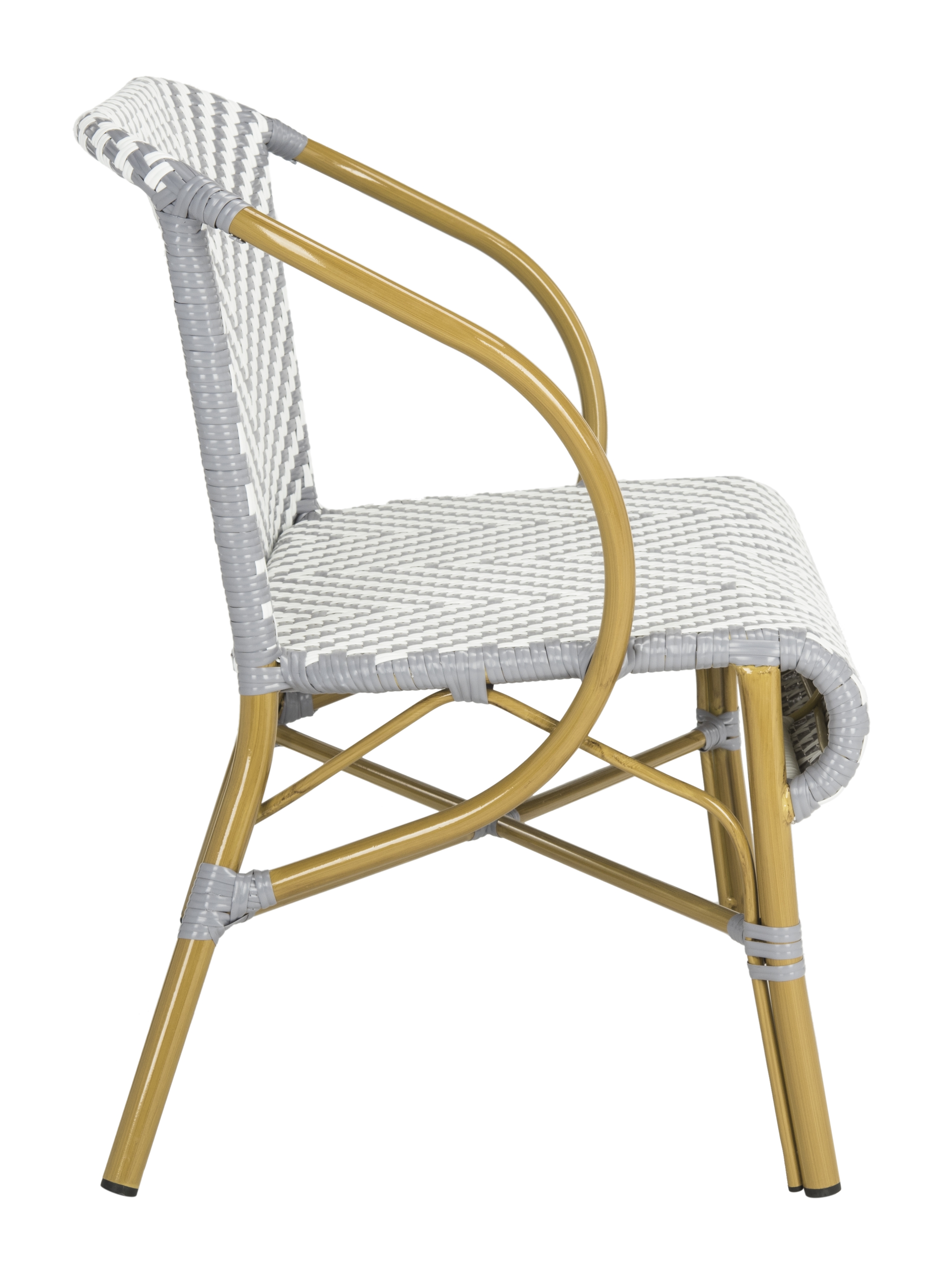 Dandra Herringbone Rattan Settee - Grey/White - Safavieh - Image 2