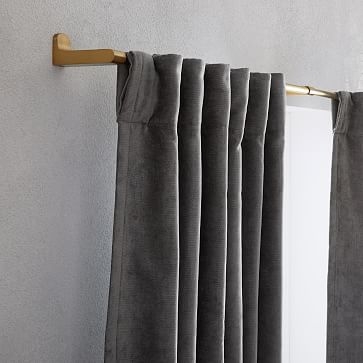 Worn Velvet Curtain with Cotton Lining, Metal, 48"84" - Image 2
