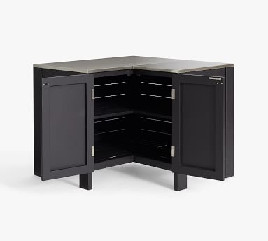 Malibu Metal Kitchen Corner Cabinet, Black - Image 1
