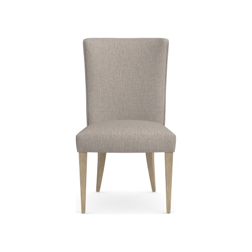 Trevor Side Chair, Standard Cushion, Perennials Performance Melange Weave, Light Sand, Heritage Grey Leg - Image 0