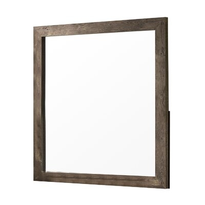 Farmhouse Style Square Wooden Frame Mirror With Grain Details, Brown - Image 0
