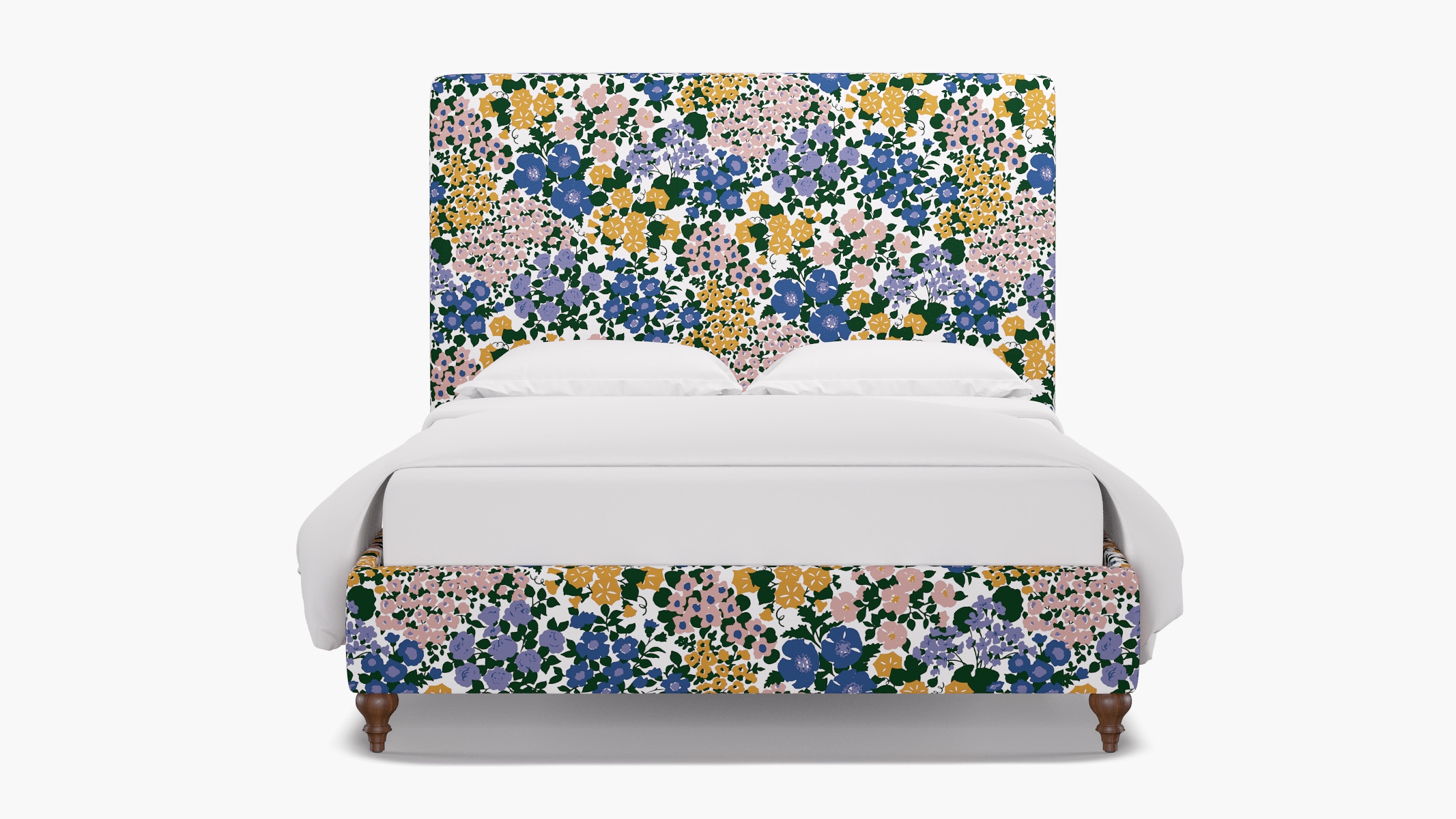 Classic Bed, Lavender Million Flowers, Walnut Traditional Turned Leg, Queen - Image 0