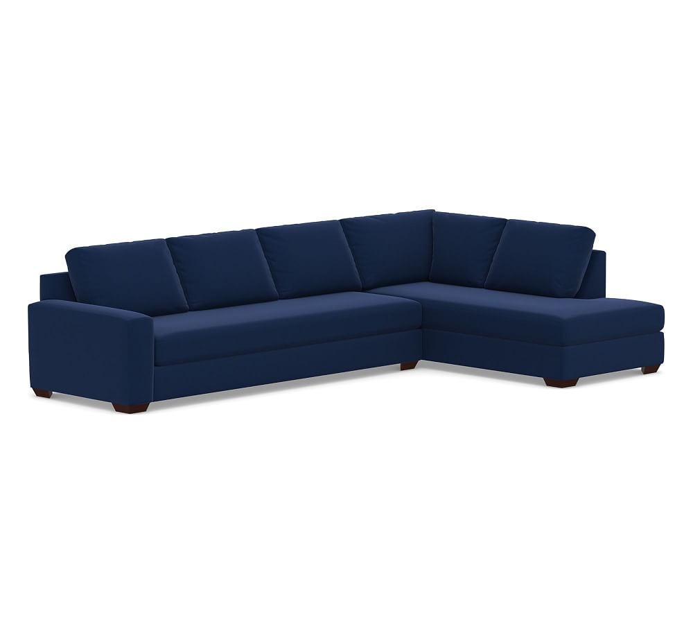 Big Sur Square Arm Upholstered Left Grand Sofa Return Bumper Sectional with Bench Cushion, Down Blend Wrapped Cushions, Performance Everydayvelvet(TM) Navy - Image 0