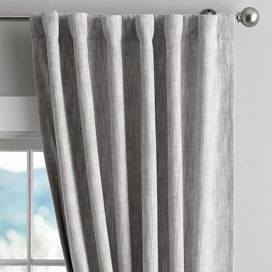 Classic Linen Blackout Curtain - Set of 2, 63", Navy/White - Image 1