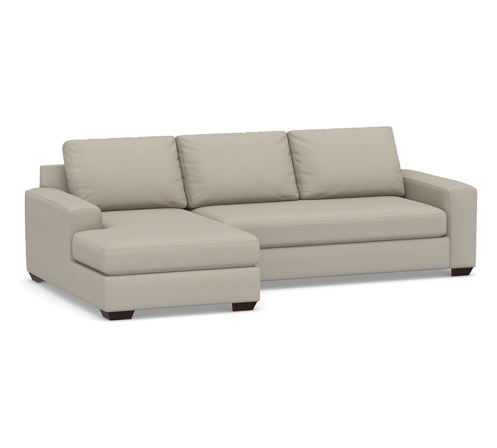 Big Sur Square Arm Upholstered Right Arm Loveseat with Chaise Sectional and Bench Cushion, Down Blend Wrapped Cushions, Performance Boucle Fog - Image 0