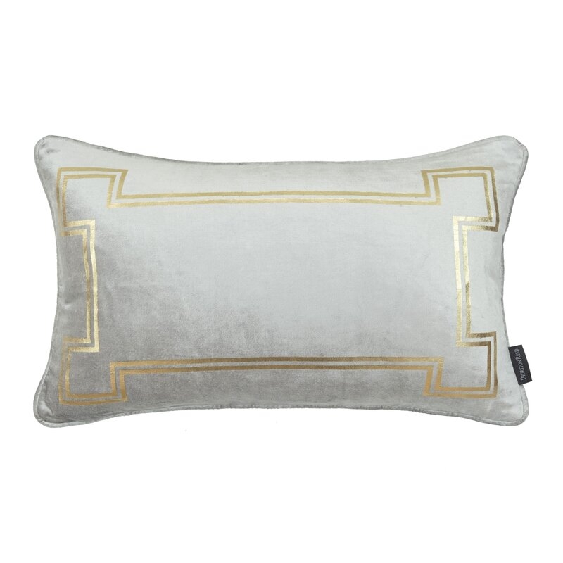 Thurston Reed Velvet Feathers Lumbar Pillow Color: Cool Gray - Image 0