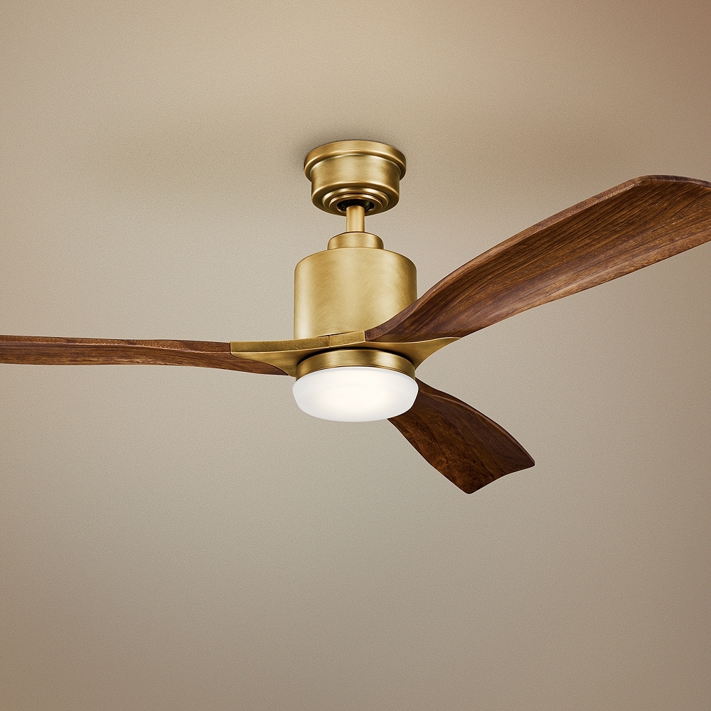 52" Kichler Ridley II Natural Brass LED Ceiling Fan - Style # 66W63 - Image 0