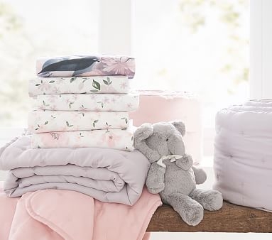 Baby Bedding Bumper Set: Blush Amelia Bumper, BlushTiny Meredith Fitted Crib Sheet, Blush Amelia Cribskirt - Image 2