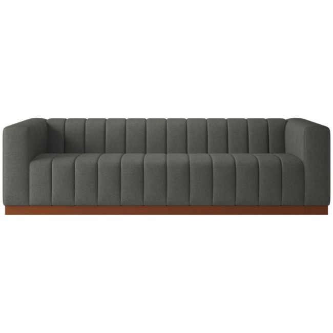 Forte 101" Taylor Charcoal Sofa with Walnut Base - Image 0
