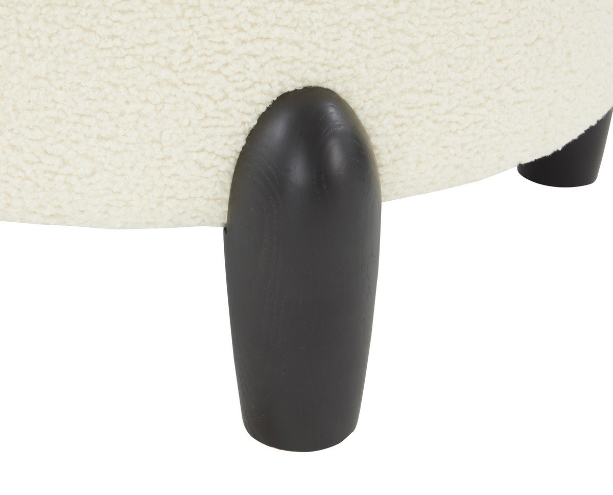 Perez Scandinavian Round Ottoman - Ivory/Black - Image 2