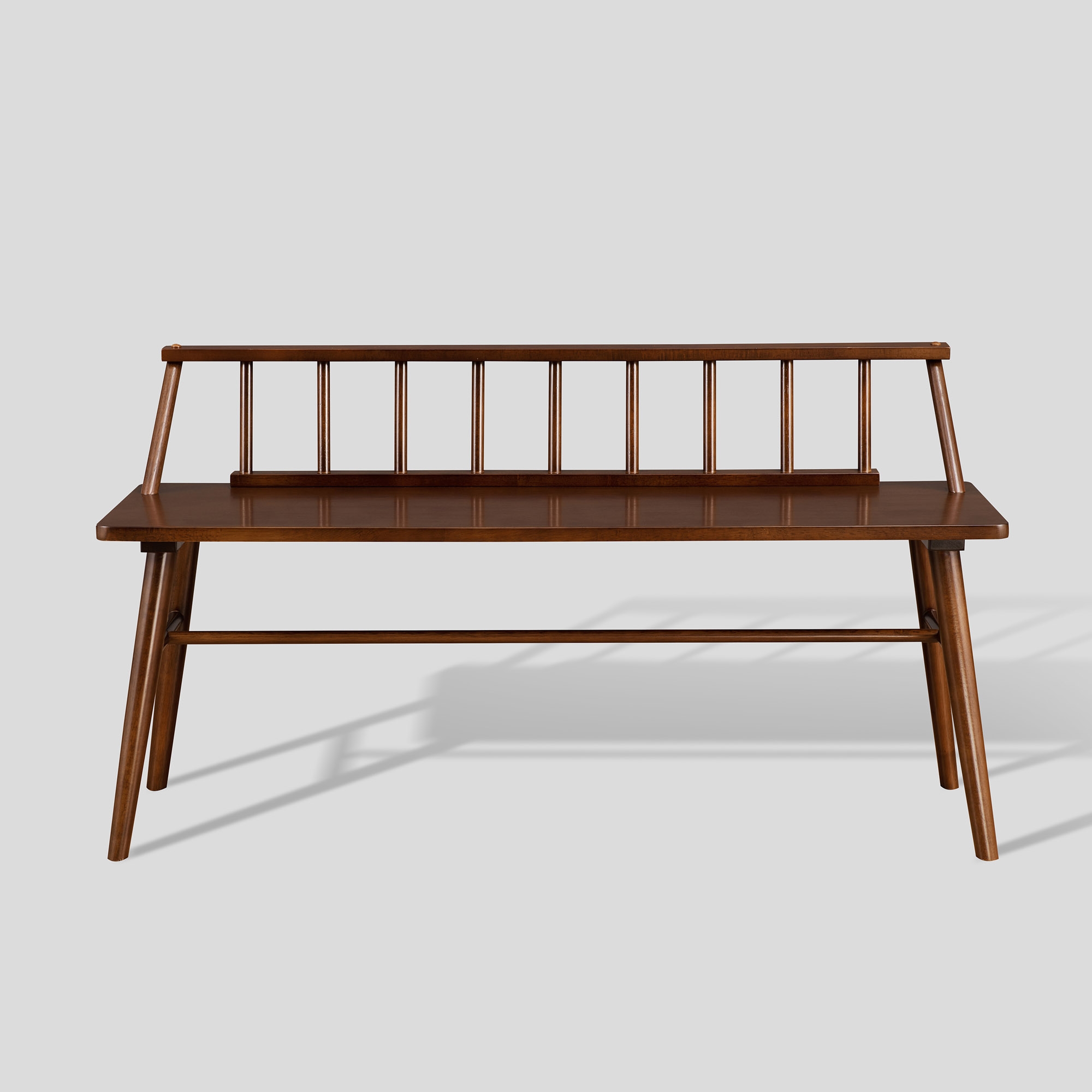 47" Low Back Spindle Bench - Walnut - Image 1