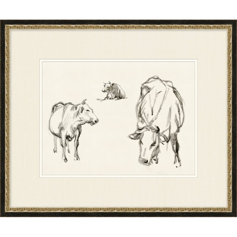 Wendover Art Group Country Cow Sketches 4 - Picture Frame Drawing Print on Paper - Image 0