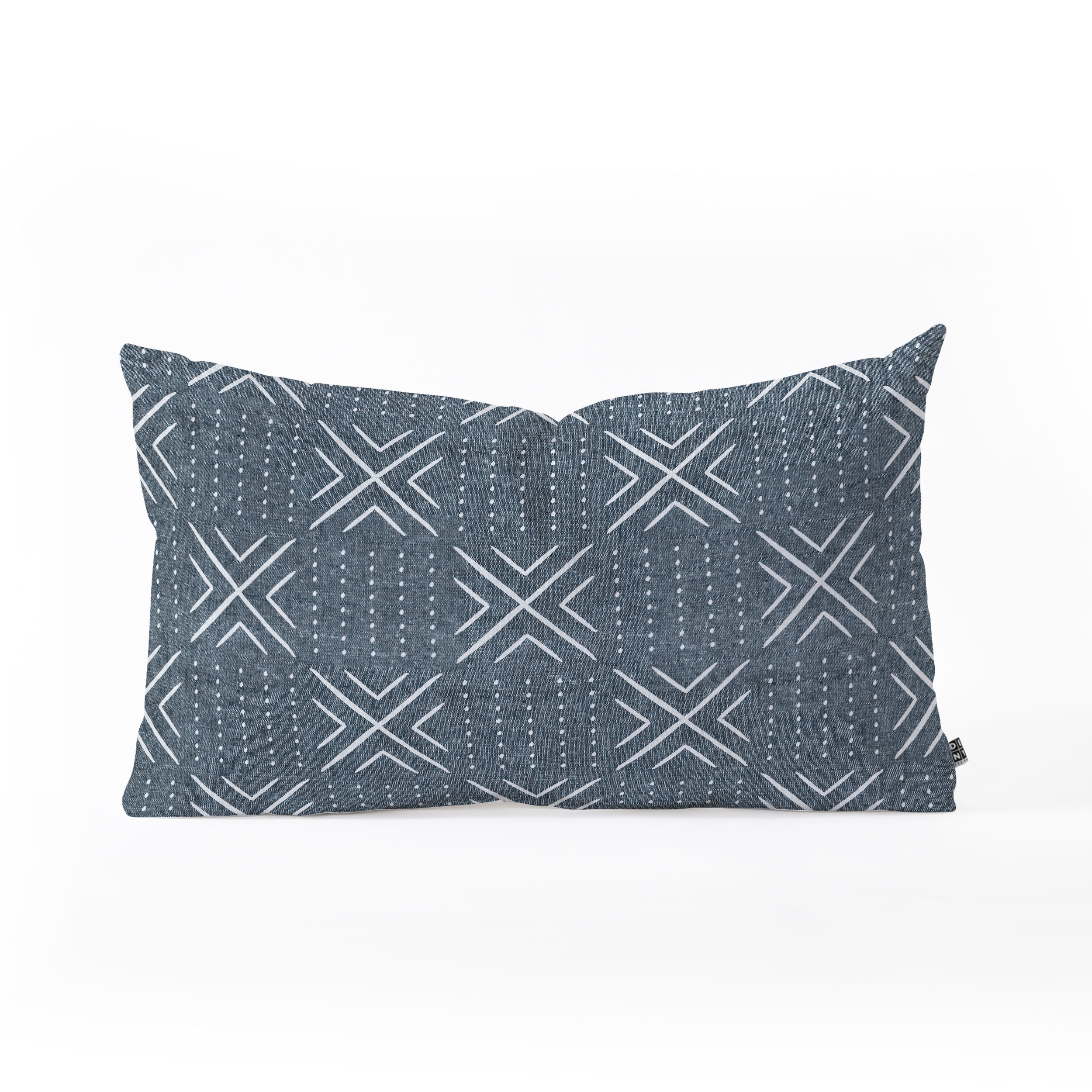 Mud Cloth Tile Navy by Little Arrow Design Co - Oblong Throw Pillow 24" x 13" - Image 0