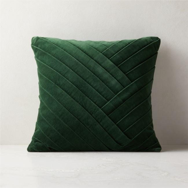 Leger Emerald Green Velvet Throw Pillow with Down-Alternative Insert 18" - Image 0