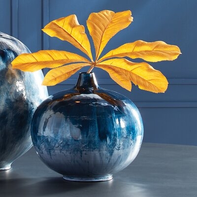 Coloma Dark Blue/Silver 12" Metal Table Vase, Back in Stock Mar 26, 2022. - Image 0