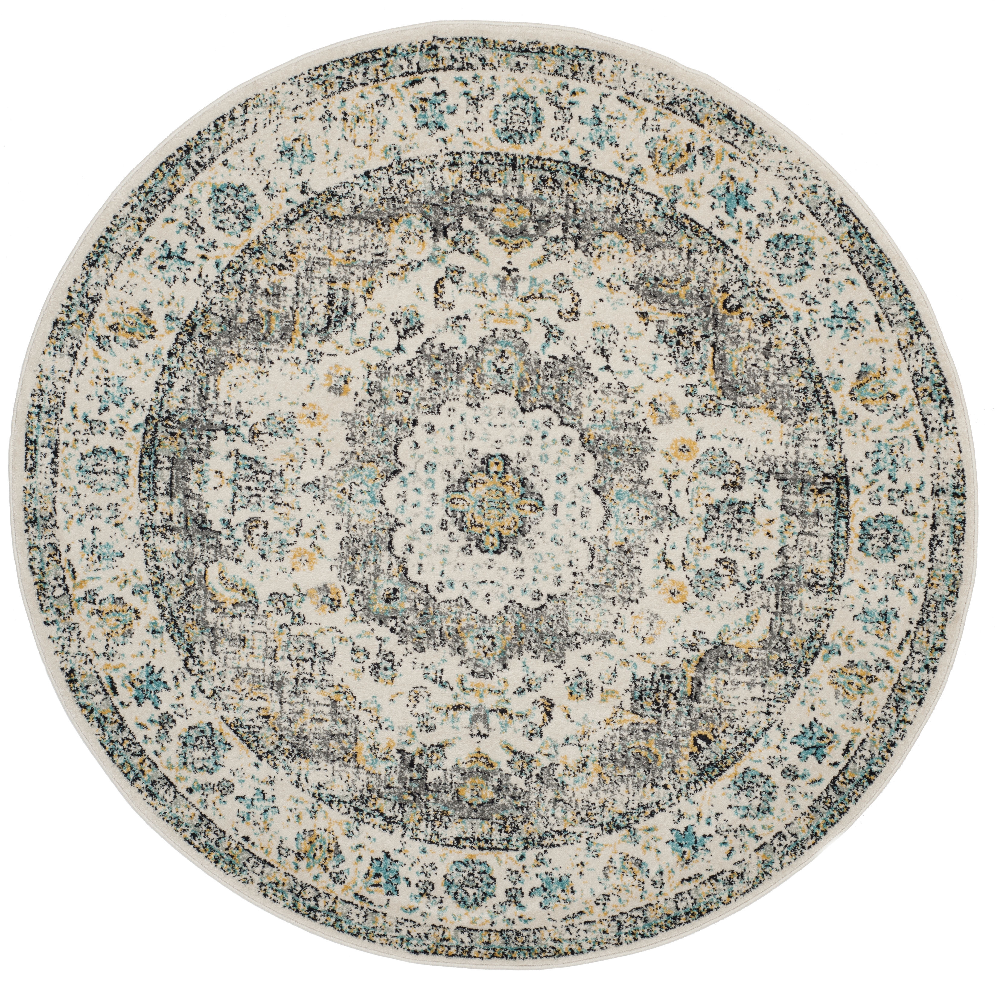 Arlo Home Woven Area Rug, EVK220B, Grey/Gold,  9' X 9' Round - Image 0