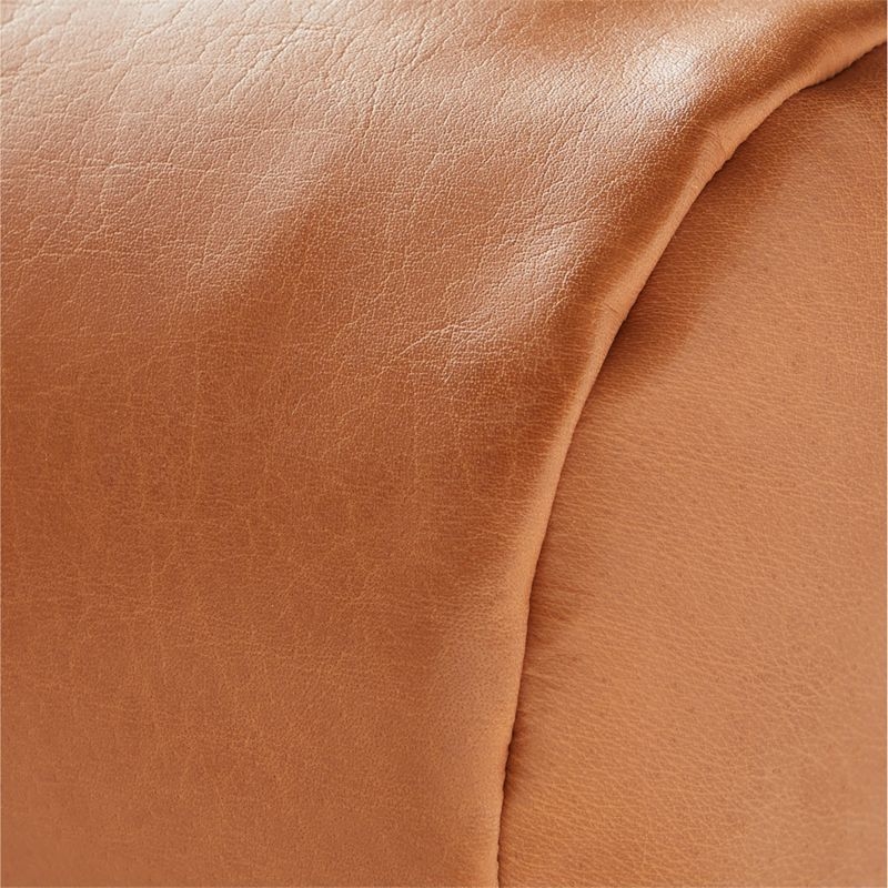 Bolster Brown Leather Throw Pillow 24"x6" - Image 2