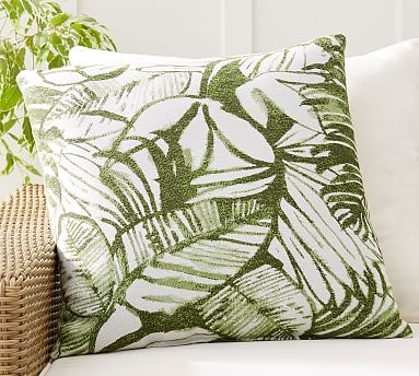 Sunbrella(R) All Over Palm Leaf Outdoor Pillow, 24", Green Multi - Image 0