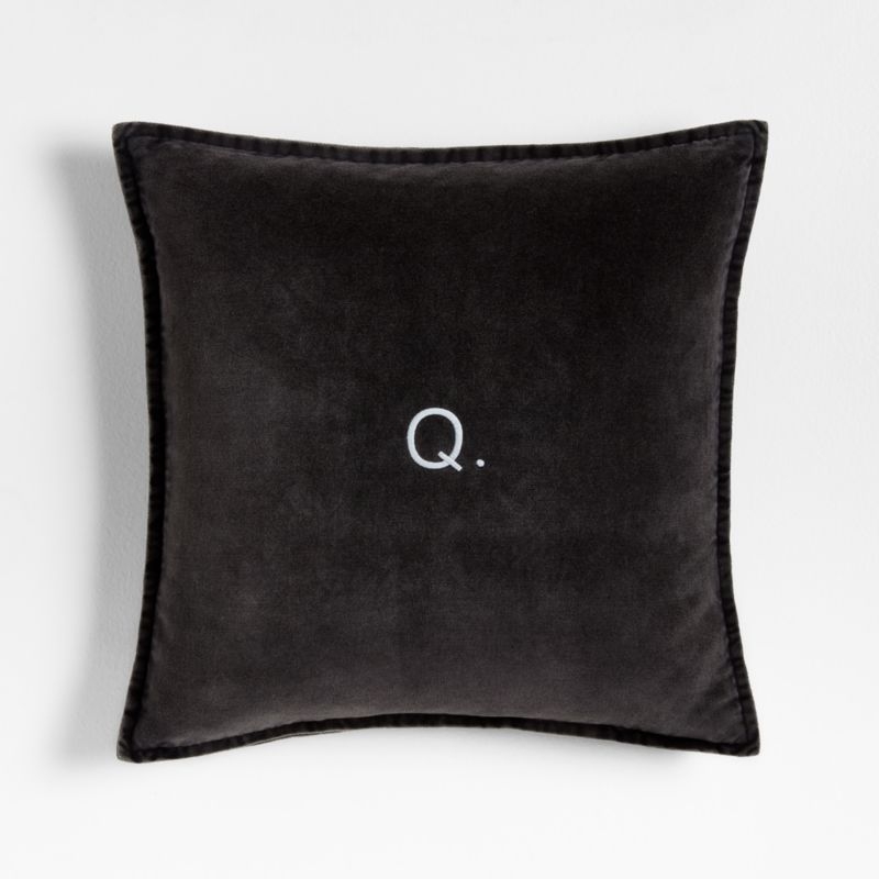 Relaxed Washed Organic Cotton Velvet 20x20 Ink Black Throw Pillow with Down-Alternative Insert - Image 2