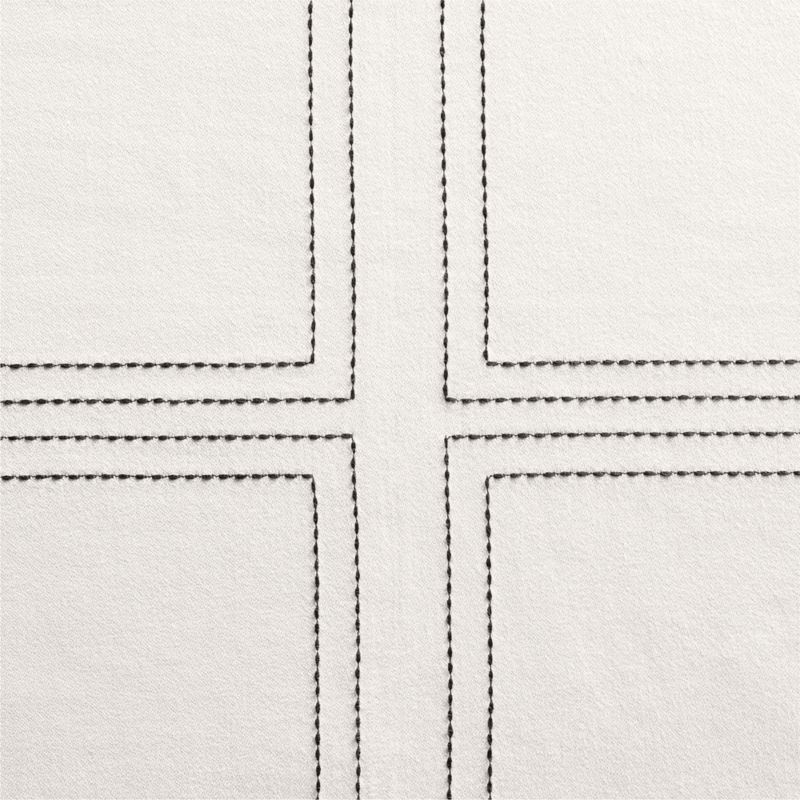 Embroidered Craftsman Ivory/Midnight Navy Organic Cotton Sateen Window Curtain Panel 52"x120" - Image 3