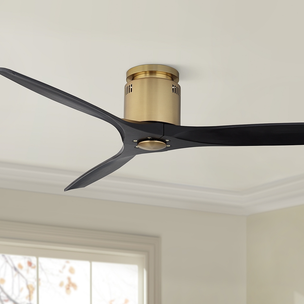 52" Windspun Brass and Black DC Hugger Ceiling Fan with Remote - Image 0