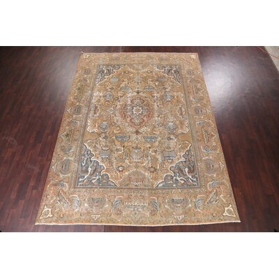 Distressed Pictorial Kashmar Persian Design Area Rug Hand-Knotted 10X13 - Image 0