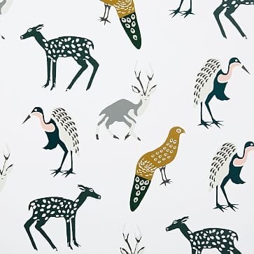 Woodland Animals Wallpaper, Green Multi, Single Roll - Image 0