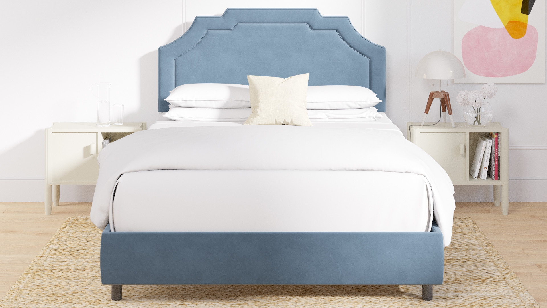 Art Deco Bed, Ocean Classic Velvet, Queen - Image 3