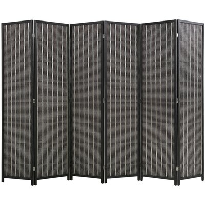 6 Panel 72 Inch Room Divider Bamboo Folding Privacy Wall Divider Wood Screen For Home Bedroom Living Room, Black - Image 0