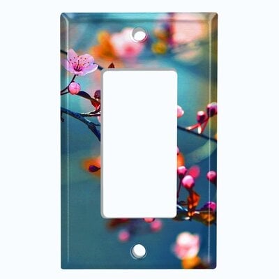 Metal Light Switch Plate Outlet Cover (Sakura Flowers - Single Rocker) - Image 0