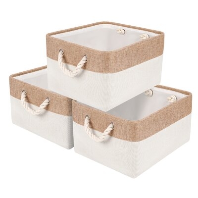 Decorative Fabric Storage Baskets With Rope Handles For Kids Storage(Set Of 3) - Image 0