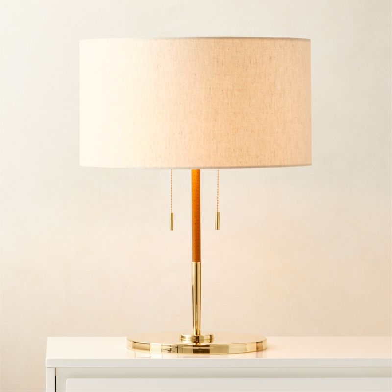 Prix Leather and Polished Brass Table Lamp - Image 1
